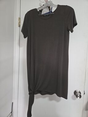 Shop Basic USA Olive Green Short Sleeve Side Tie Dress | Medium